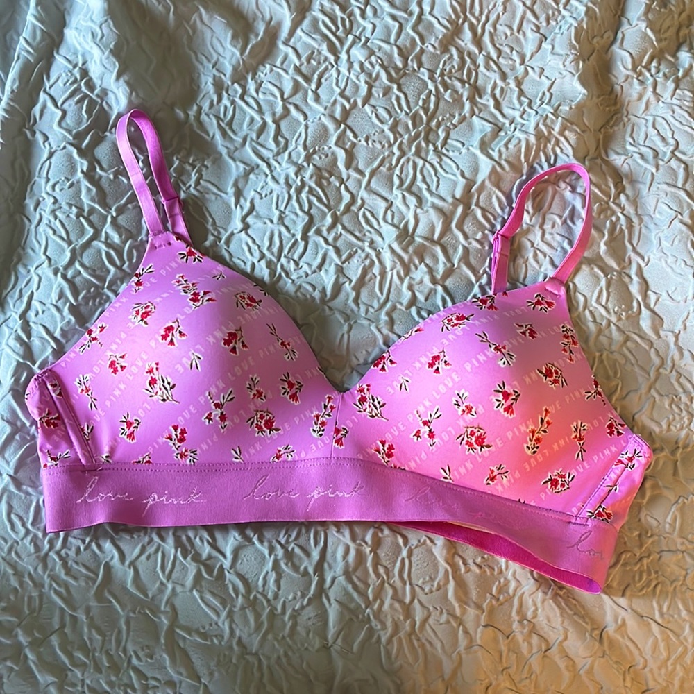 victoria secret, pink wireless push-up bra